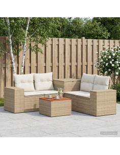 Set di divani 6 pz Beige e Bianco Crema