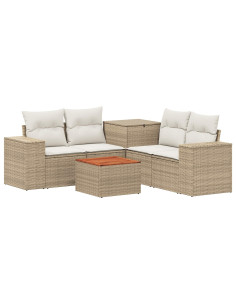 Set di divani 6 pz Beige e Bianco Crema 2
