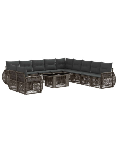 Set Divano da Giardino 12 pz Grigio e Grigio Scuro polyrattan