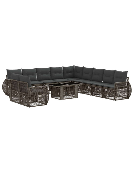 Set Divano da Giardino 12 pz Grigio e Grigio Scuro polyrattan