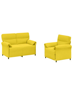 Set di divani 2 pz Giallo Chiaro Tessuto 2