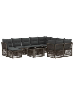 Set Divano da Giardino 11 pz Grigio polyrattan 2