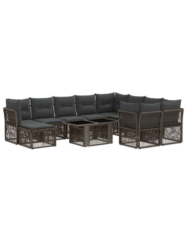 Set Divano da Giardino 11 pz Grigio polyrattan