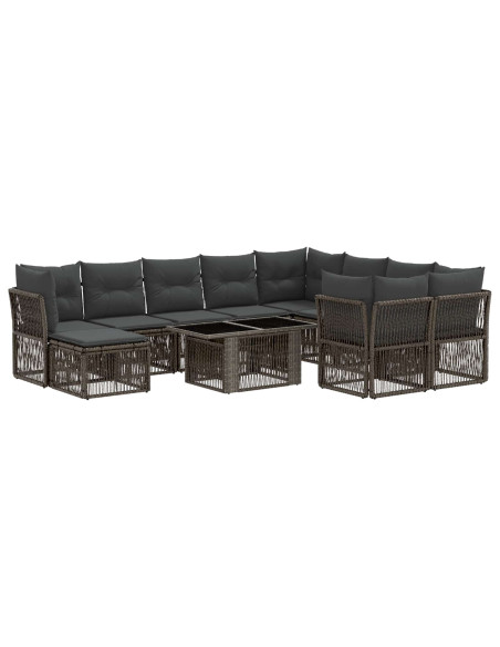 Set Divano da Giardino 11 pz Grigio polyrattan