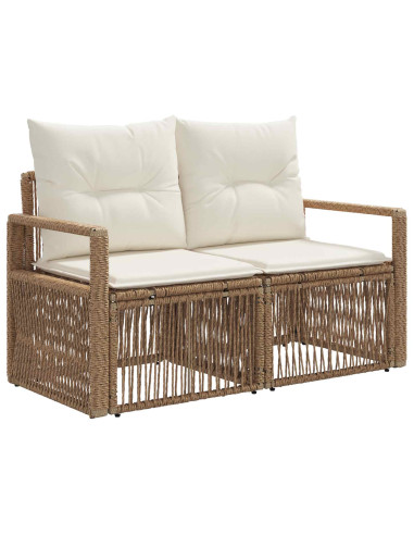 Set Divano da Giardino 11 pz Beige e Bianco Crema polyrattan