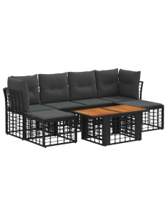 Set Divano da Giardino 7 pz Nero e Grigio scuro polyrattan 2