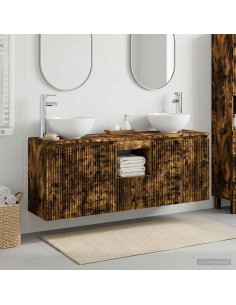 Set di Armadi da Bagno 3 pz Rovere Fumo 49,5 x 41 x 64,5 cm