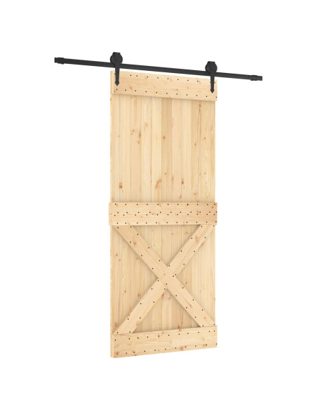 Porta scorrevole Naturale e Nero 90 x 210 cm