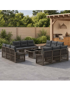 Set Divano da Giardino 13 pz Grigio e Grigio Scuro polyrattan