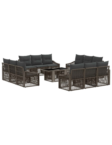 Set Divano da Giardino 13 pz Grigio e Grigio Scuro polyrattan