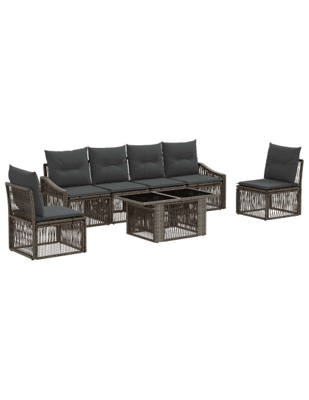 Set Divano da Giardino 7 pz Grigio e Grigio Scuro polyrattan