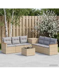 Set di divani 8 pz Beige e Grigio Chiaro