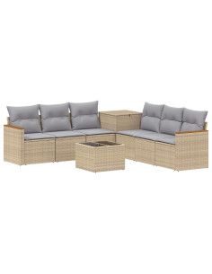 Set di divani 8 pz Beige e Grigio Chiaro 2