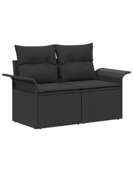 Set di divani 7 pz Nero Rattan sintetico e Acciaio