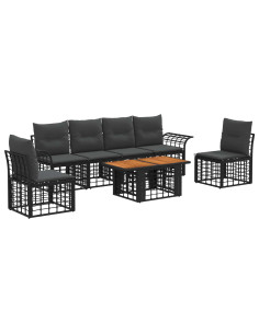 Set Divano da Giardino 7 pz Nero e Grigio scuro polyrattan 2