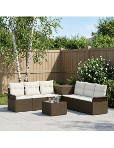 Set di divani 8 pz Marrone e Bianco Crema