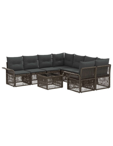 Set Divano da Giardino 9 pz Grigio polyrattan