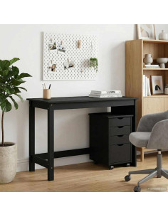 Set di Scrivania e Armadietto 2 pz Nero Legno Massello di Pino