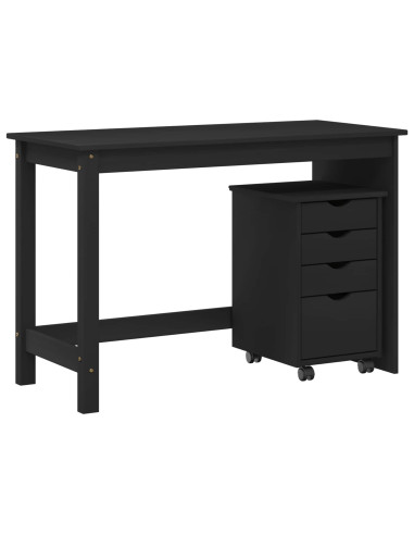 Set di Scrivania e Armadietto 2 pz Nero Legno Massello di Pino
