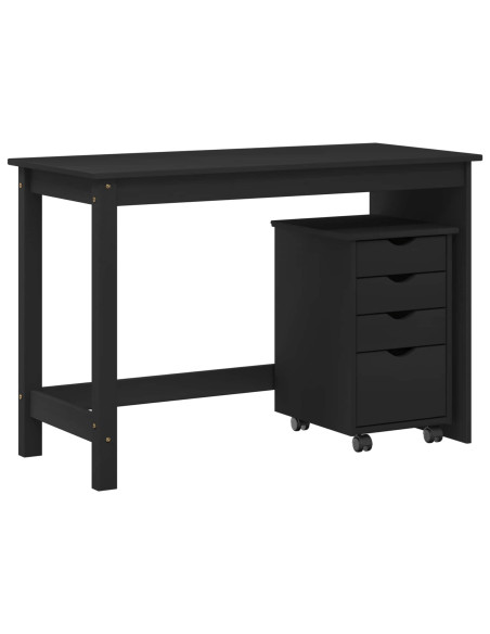 Set di Scrivania e Armadietto 2 pz Nero Legno Massello di Pino