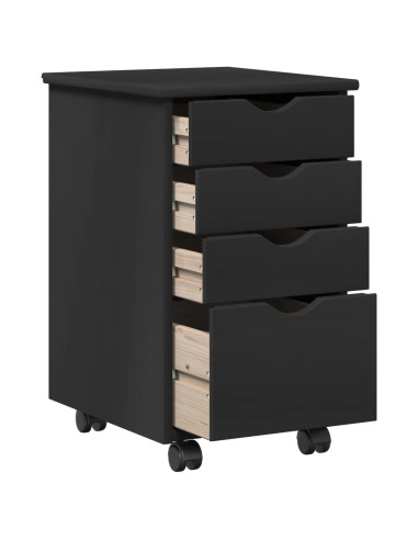 Set di Scrivania e Armadietto 2 pz Nero Legno Massello di Pino