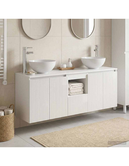 Set di Armadi da Bagno 3 pz Bianco Lucido 49,5 x 35 x 63 cm