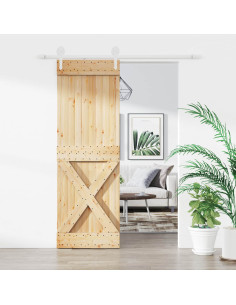 Porta scorrevole Naturale e Bianco 70 x 210 cm