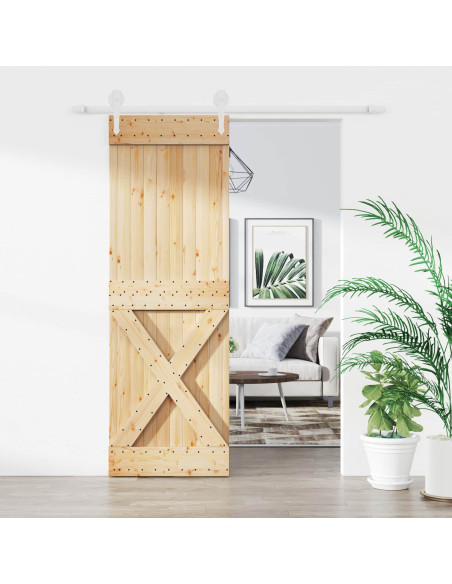 Porta scorrevole Naturale e Bianco 70 x 210 cm