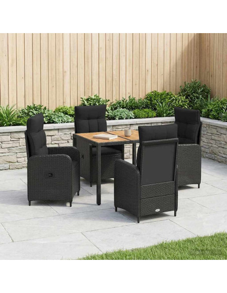 Set da pranzo per esterni 5 pz Nero