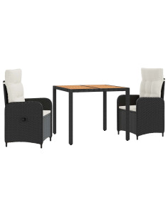 Set da pranzo per esterni 3 pz Nero e Bianco Crema 2