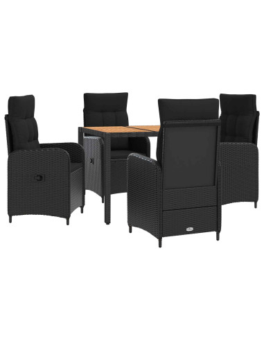 Set da pranzo per esterni 5 pz Nero