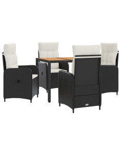 Set da pranzo per esterni 5 pz Nero e Bianco Crema 2