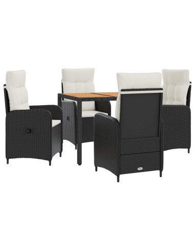 Set da pranzo per esterni 5 pz Nero e Bianco Crema