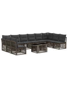 Set Divano da Giardino 11 pz Grigio polyrattan 2