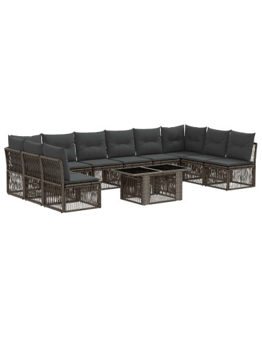 Set Divano da Giardino 11 pz Grigio polyrattan