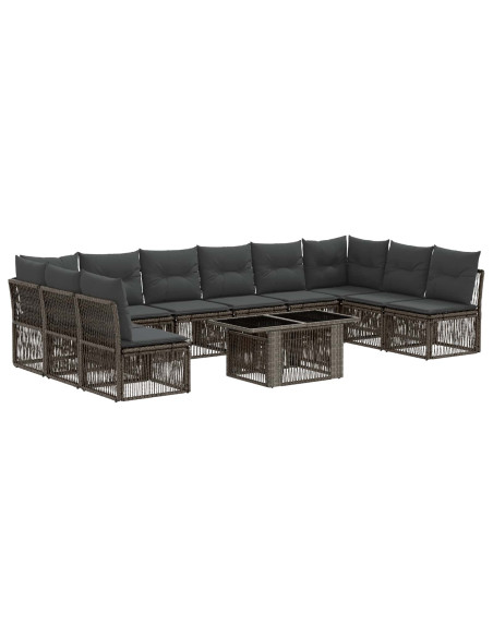 Set Divano da Giardino 11 pz Grigio polyrattan