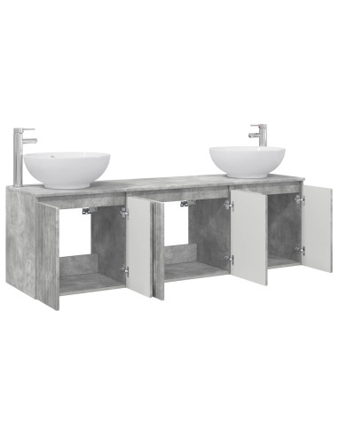 Set di Armadi da Bagno 3 pz Grigio Cemento 49,5 x 44,5 x 65 cm