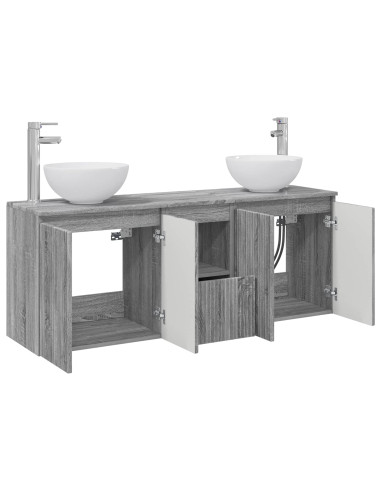 Set di Armadi da Bagno 3 pz Sonoma grigio 49,5 x 35 x 63 cm