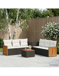 Set di divani 8 pz Nero e Bianco Crema