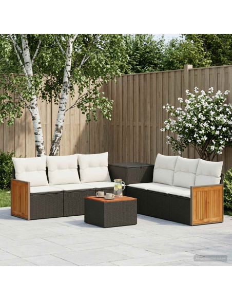 Set di divani 8 pz Nero e Bianco Crema