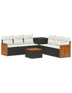 Set di divani 8 pz Nero e Bianco Crema 2