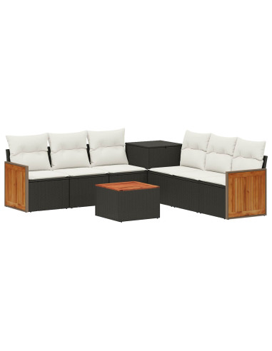 Set di divani 8 pz Nero e Bianco Crema