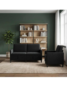 Set di Divani con Storage 2 pz Nero Poliestere