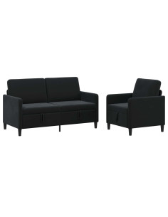 Set di Divani con Storage 2 pz Nero Poliestere 2