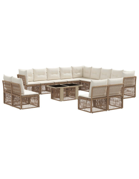 Set Divano da Giardino 14 pz Grigio polyrattan