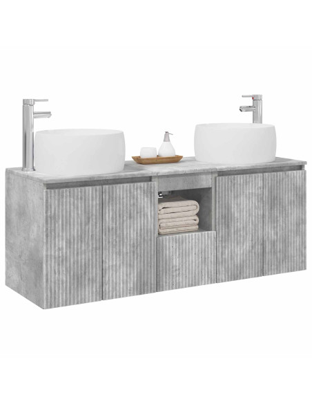 Set di Armadi da Bagno 3 pz Grigio Cemento 49,5 x 44,5 x 66 cm