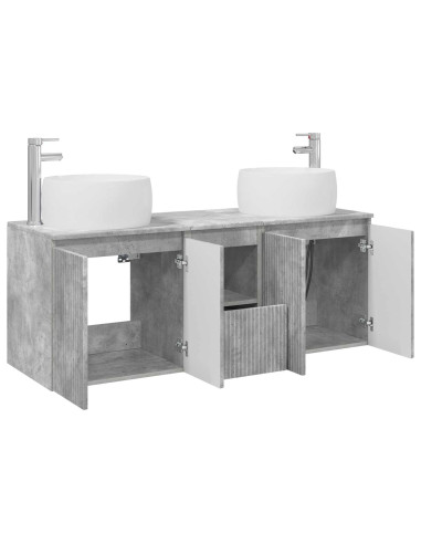 Set di Armadi da Bagno 3 pz Grigio Cemento 49,5 x 44,5 x 66 cm