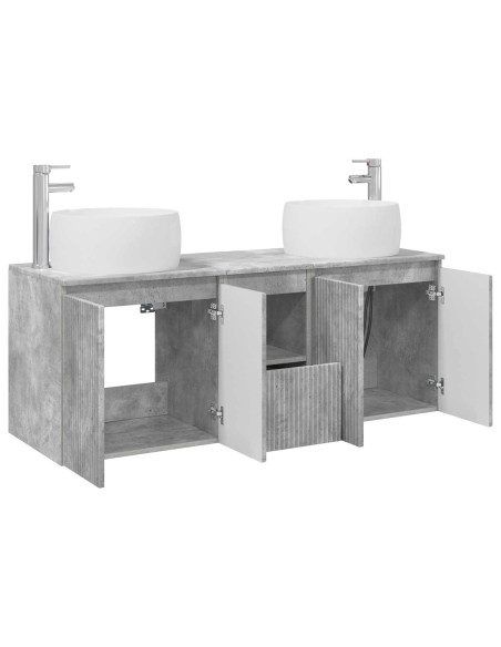Set di Armadi da Bagno 3 pz Grigio Cemento 49,5 x 44,5 x 66 cm