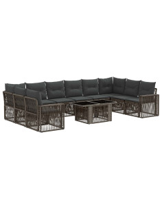 Set Divano da Giardino 11 pz Grigio e Grigio Scuro polyrattan 2