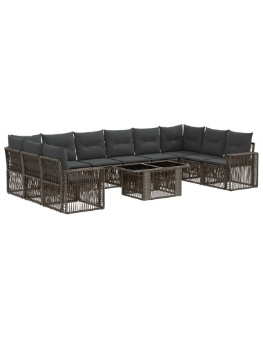 Set Divano da Giardino 11 pz Grigio e Grigio Scuro polyrattan
